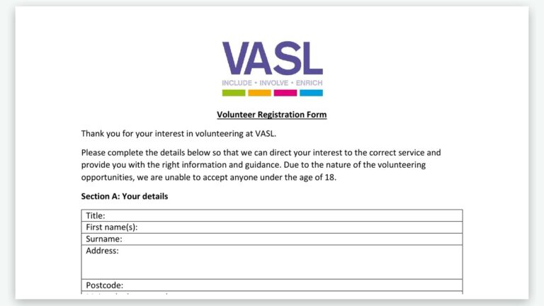VASL Volunteer Application Form