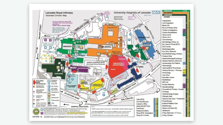 Leicester Royal Infirmary (LRI) – Driver Drop-off & Parking Map